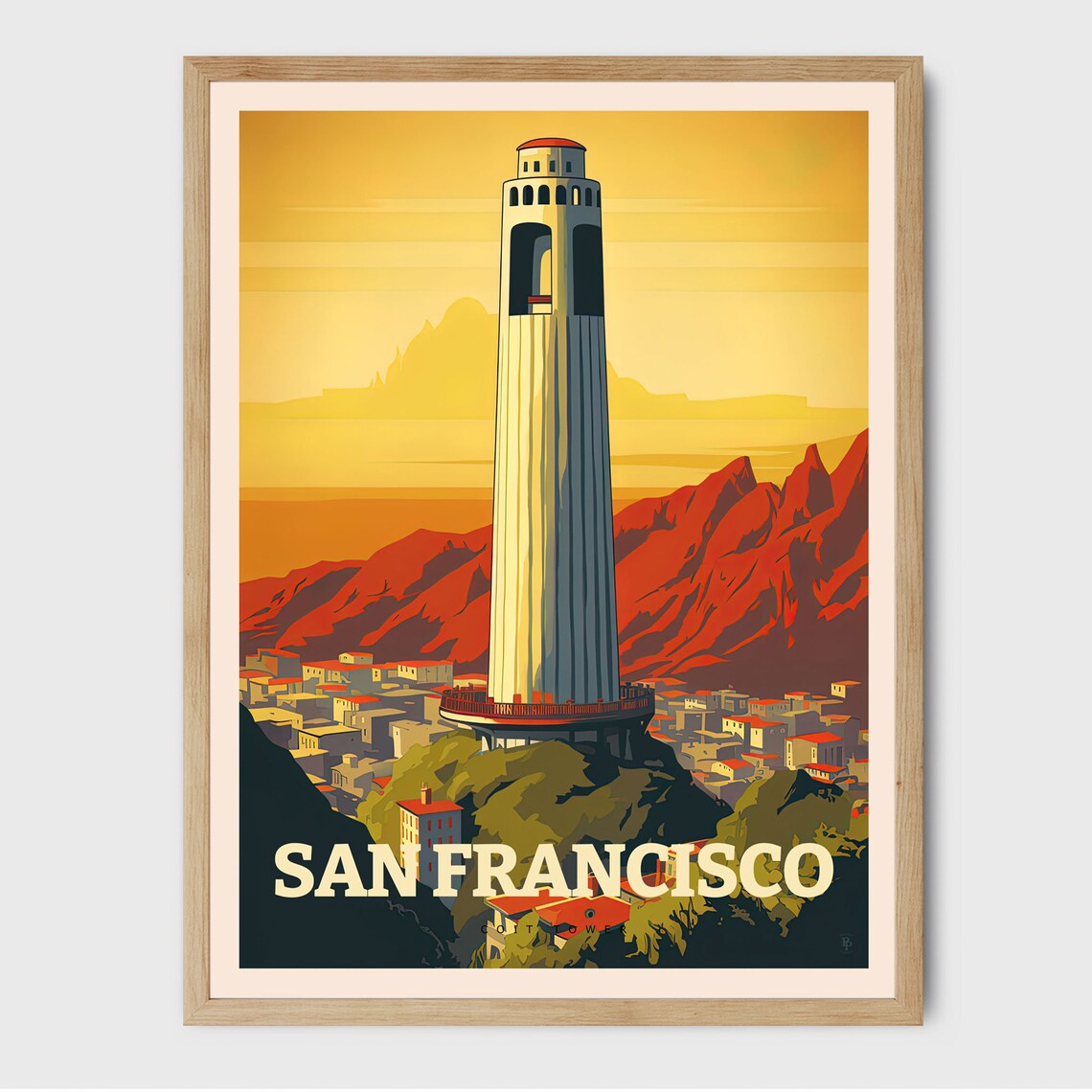 Coit Tower San Francisco Travel Poster, City View