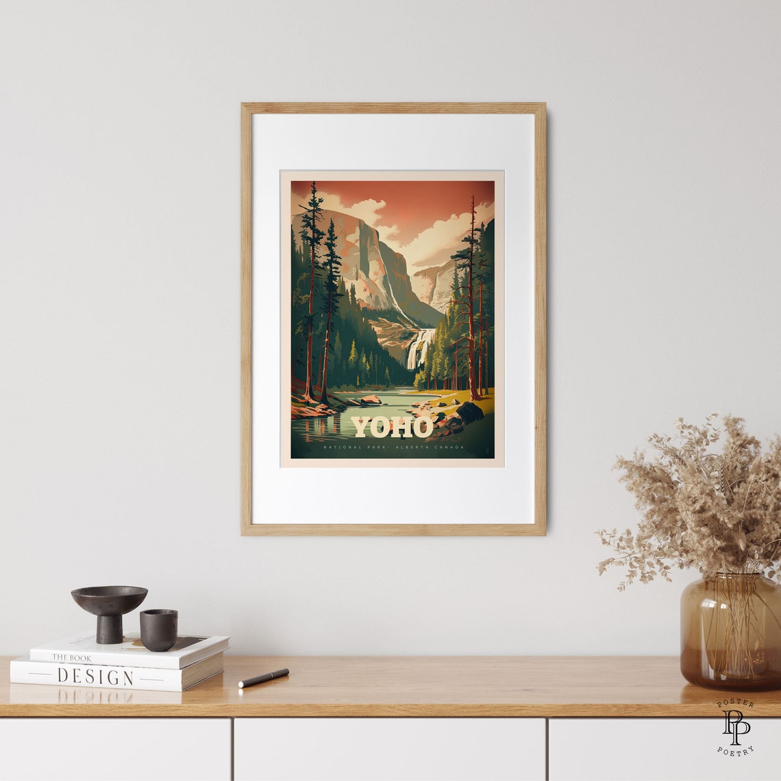 Yoho National Park Canada Waterfall Lake Pine Forest Travel Poster - Image 3