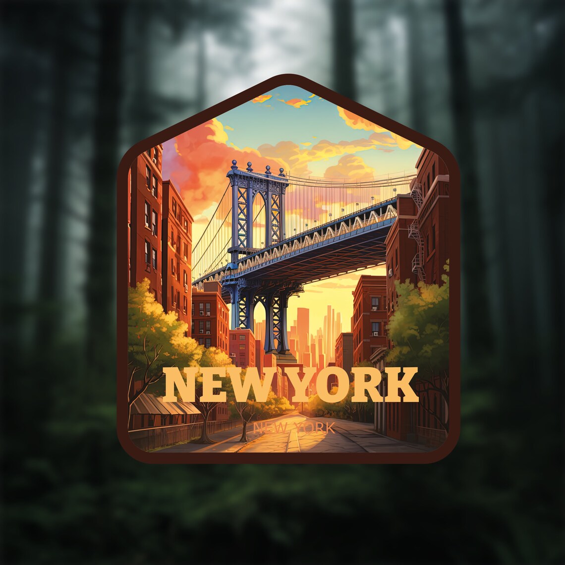 Brooklyn Bridge New York Travel Poster Art Print - Image 2