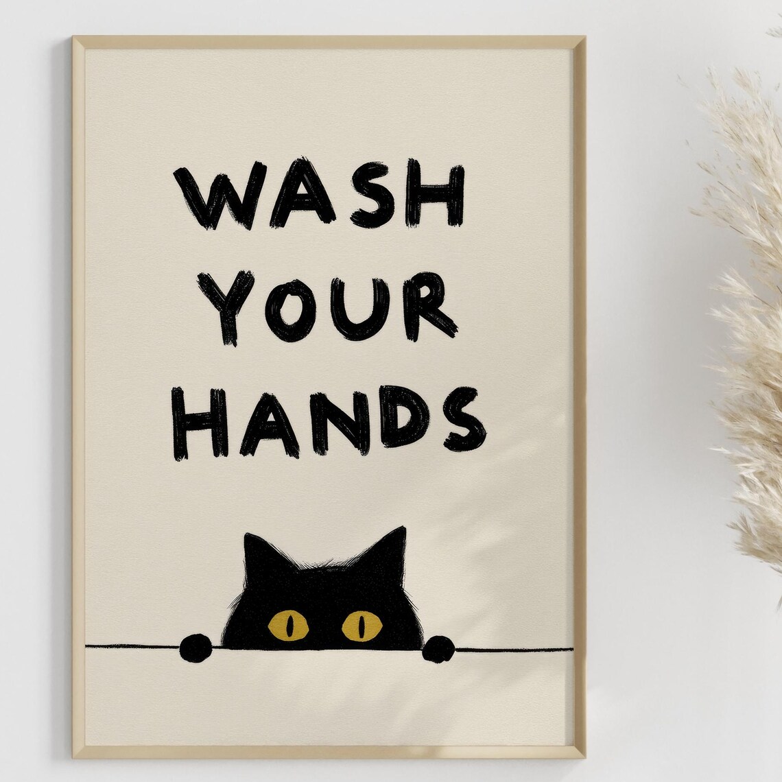 Funny Cat Bathroom Humor Poster, Modern Decor