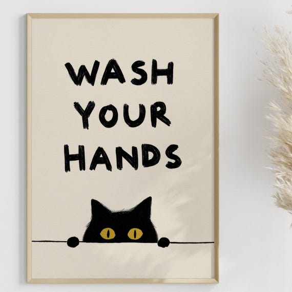 Funny Cat Bathroom Humor Poster, Modern Decor