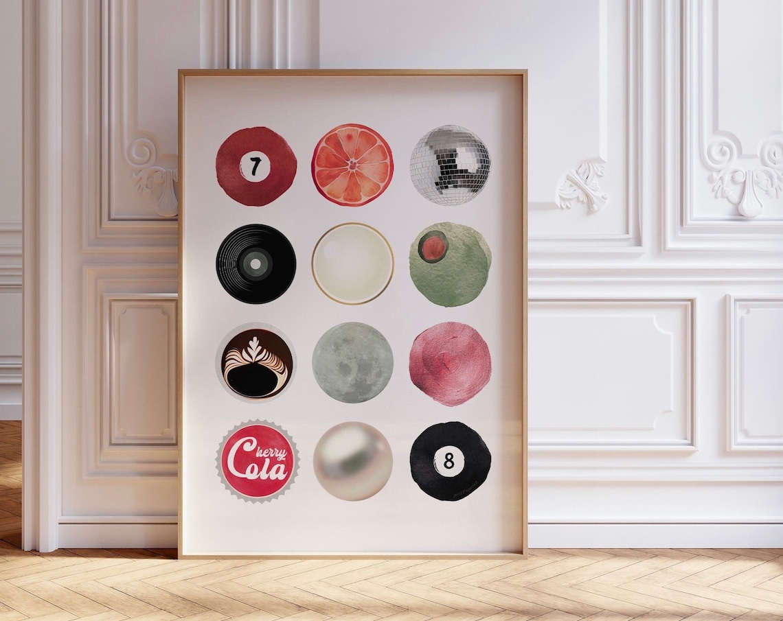Vintage Retro Trendy Circles Collage Art Print - Image 3