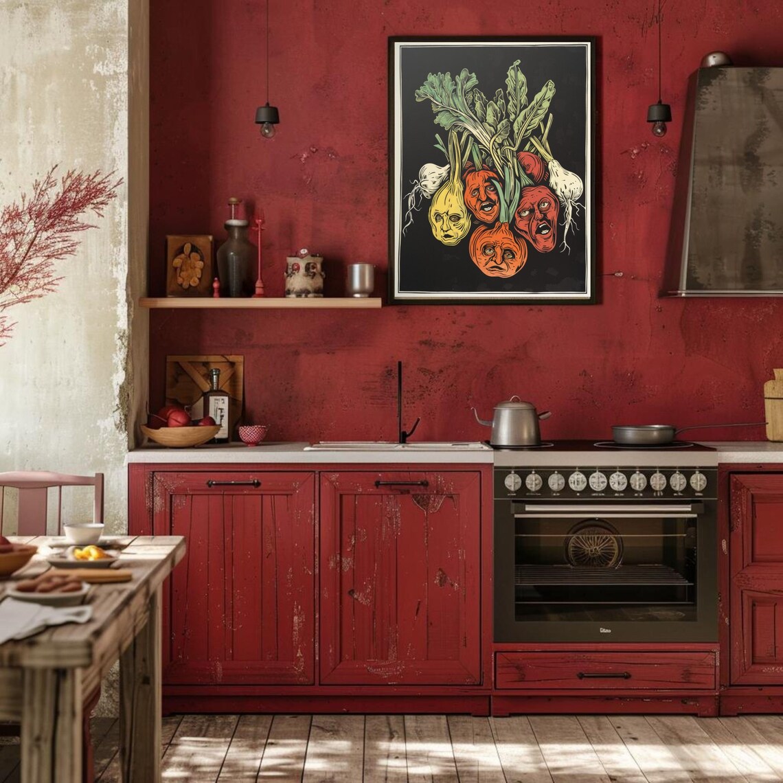 Scary Veggies Wall Art Kitchen Decor Weird Wall Art Vegetables Poster Freaky Print