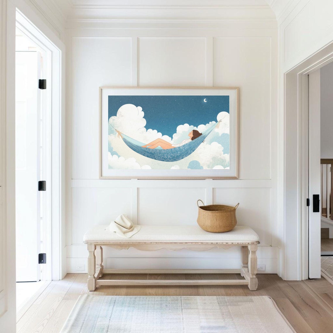Sleeping In The Clouds Wall Art Hammock In The Clouds Poster Heaven Print Cute Girly Bedroom Wall Art