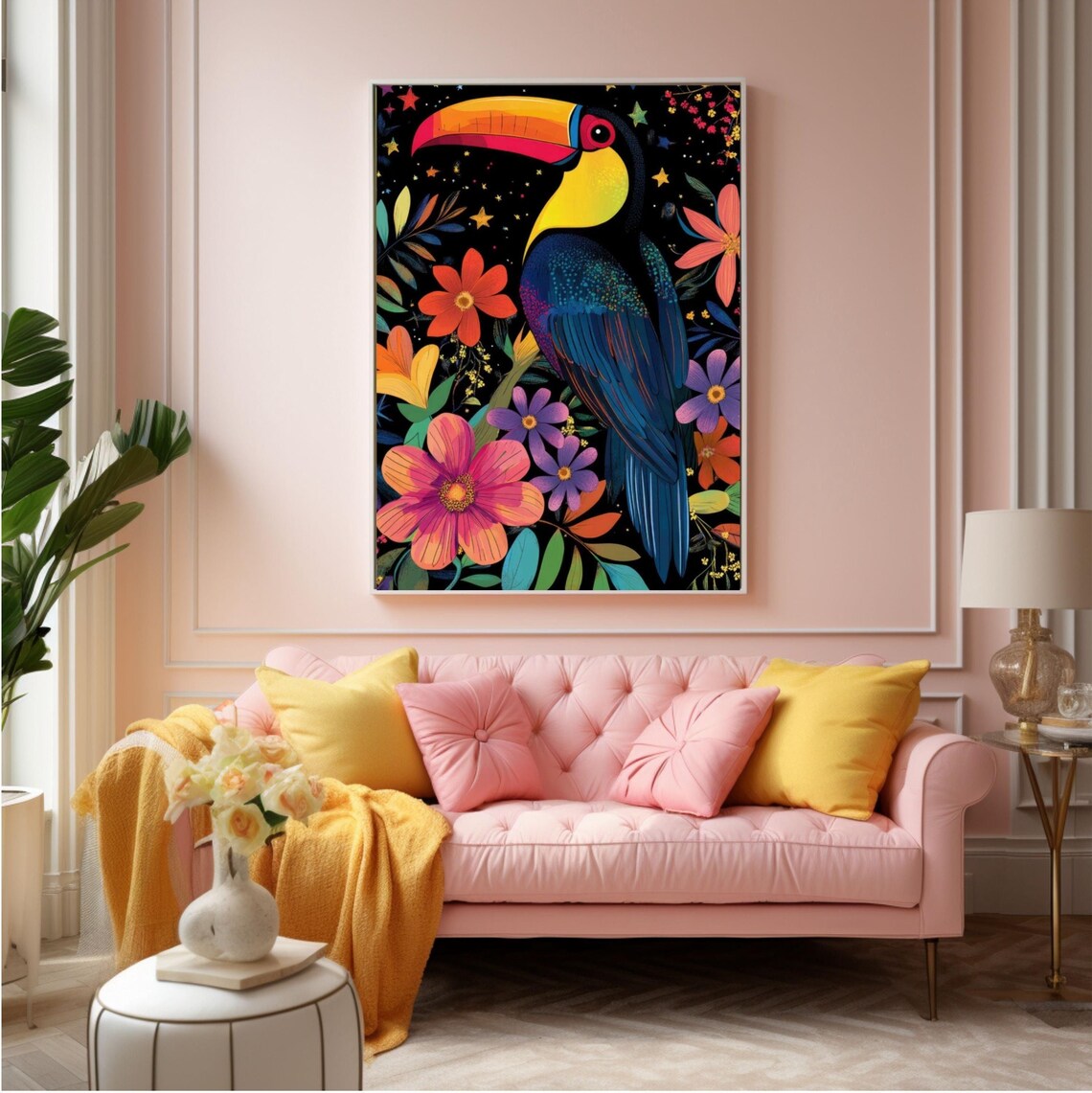 Tropical Toucan Art Print, Colorful Bird Decor