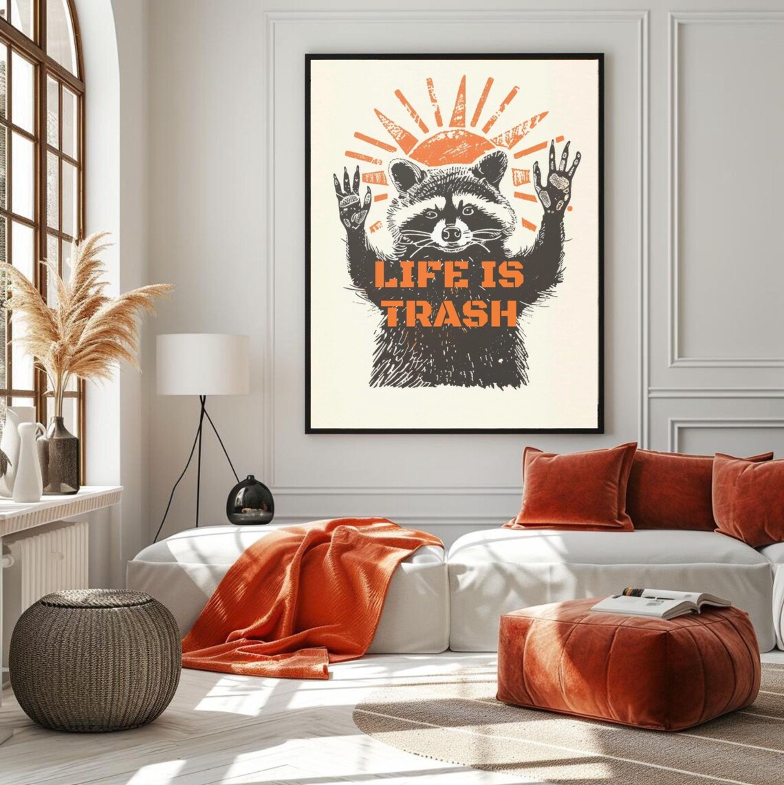 Life Is Trash Raccoon Poster, Dark Humor Sarcasm