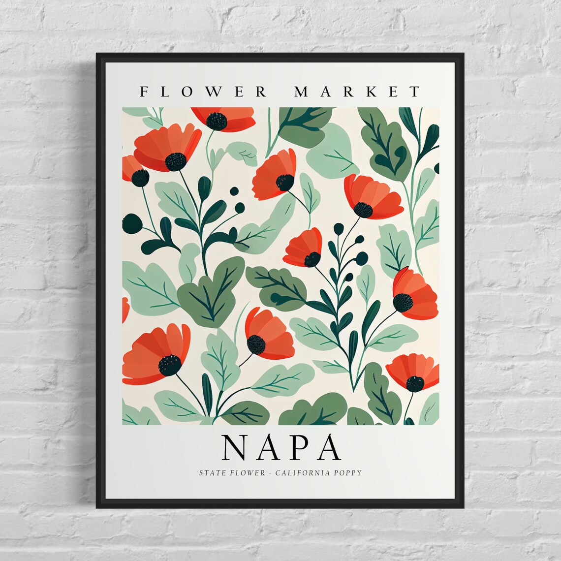 Napa California Flower Market Art Print, Botanical Pastel