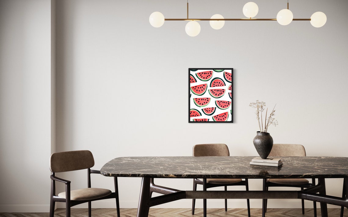 Watermelon Slice Pattern Red Green Summer Picnic Party Poster - Image 2