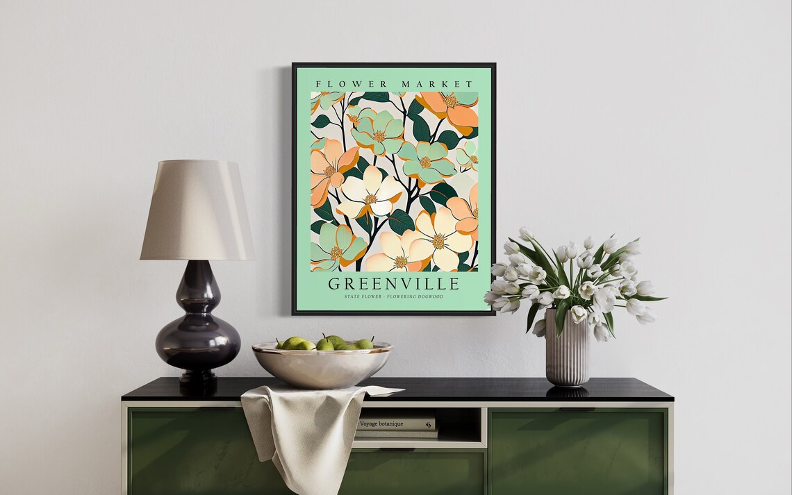 Greenville North Carolina Flower Market Art Print - Image 3