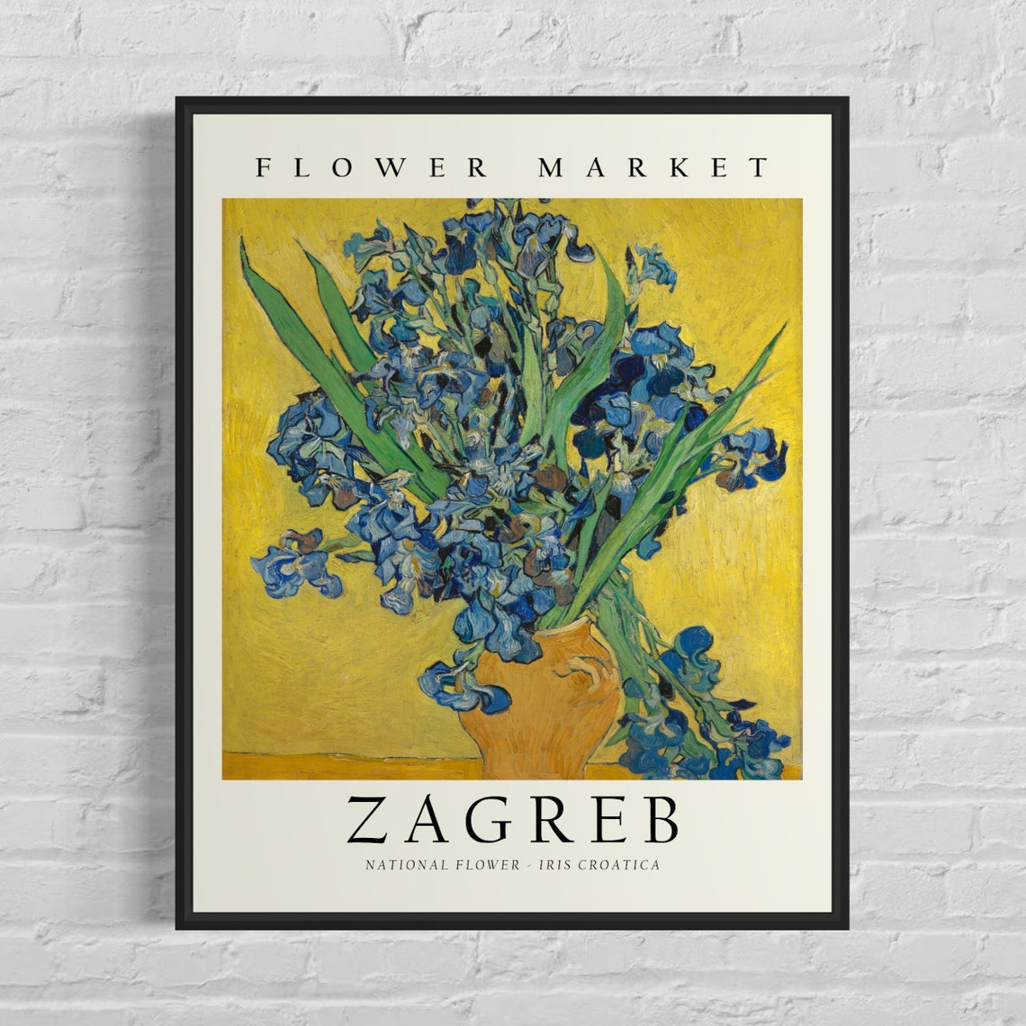 Zagreb Flower Market Impressionist Iris Still Life Art Poster
