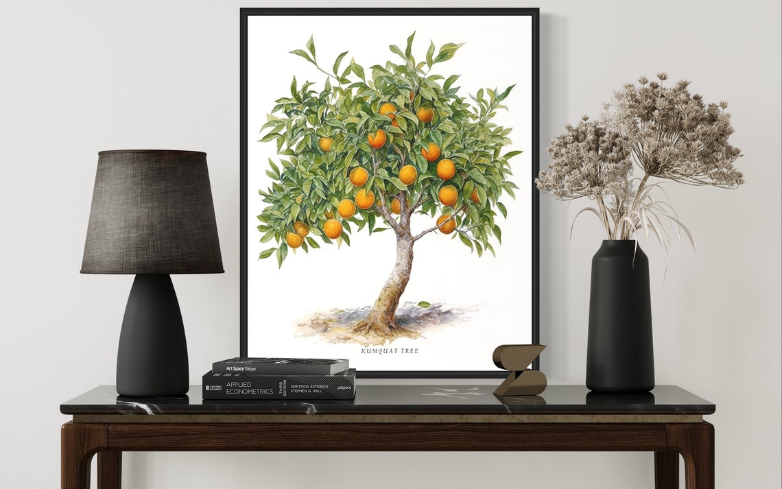 Kumquat Tree Watercolor Citrus Orange Fruit Tree Botanical Poster - Image 3