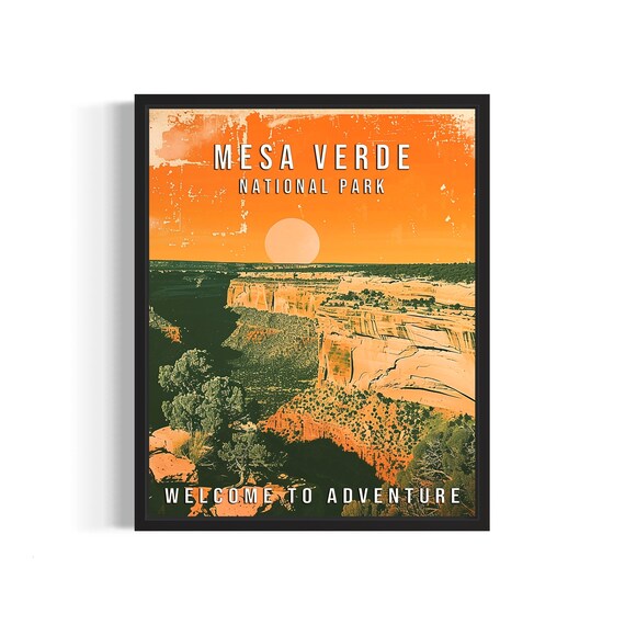 Mesa Verde National Park Colorado Canyon Sunset Vintage Poster