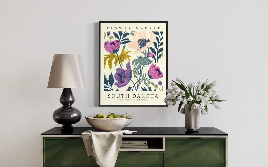 South Dakota State Flower, Neutral Botanical Art Print - Image 3