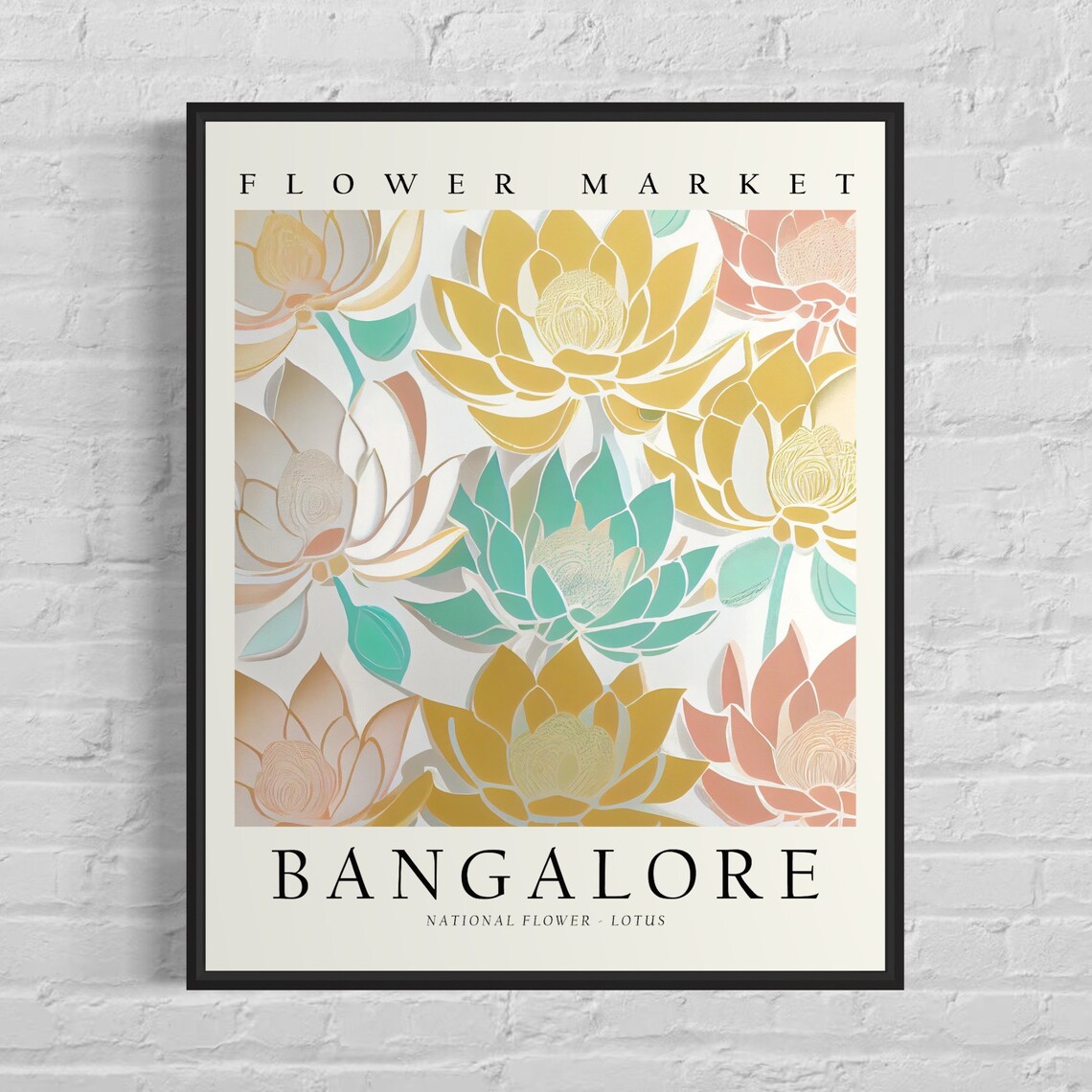Bangalore Lotus Flower Market Botanical Floral Garden Art Poster