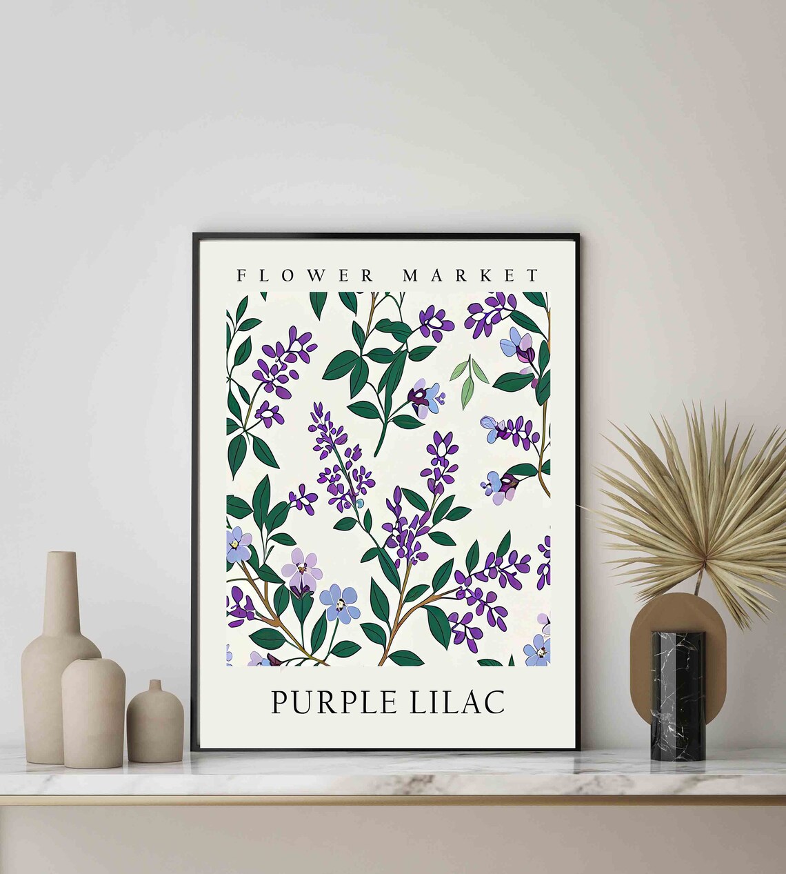 Purple Lilac Botanical Art Print, Pastel Flower Market - Image 3