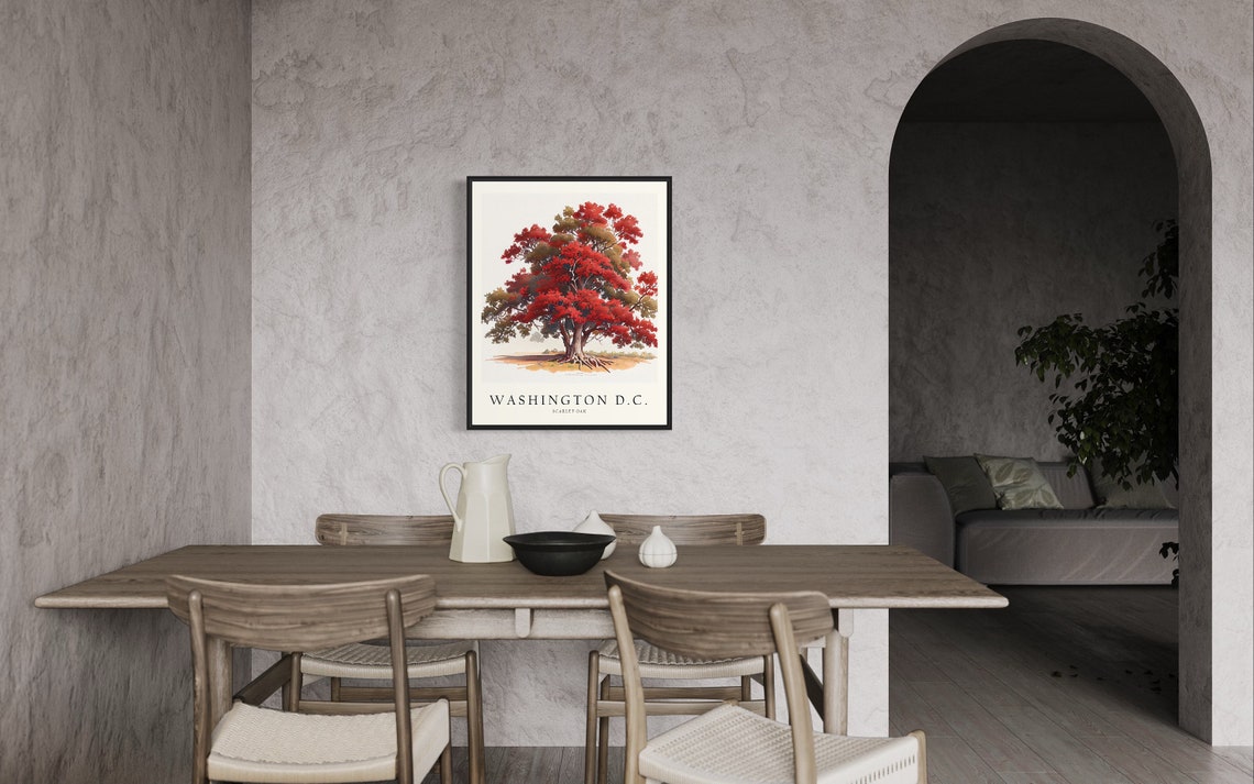 Washington Dc State Tree Art Print Scarlet Oak Tree Wall Art State Tree Symbol Artwork - Image 3