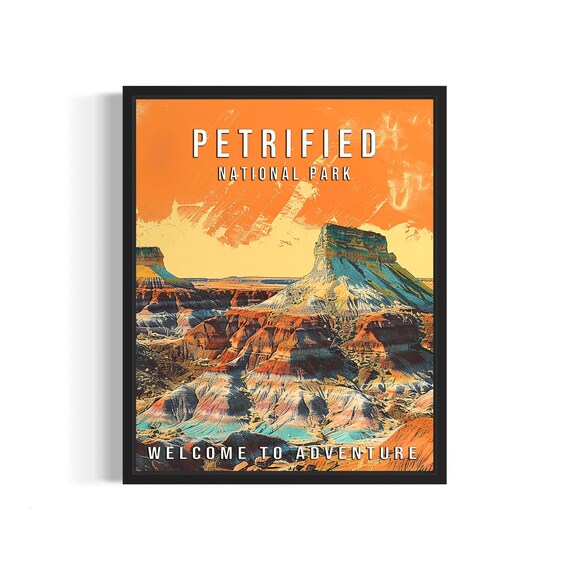 Petrified Forest National Park Arizona Badlands Sunset Travel Poster