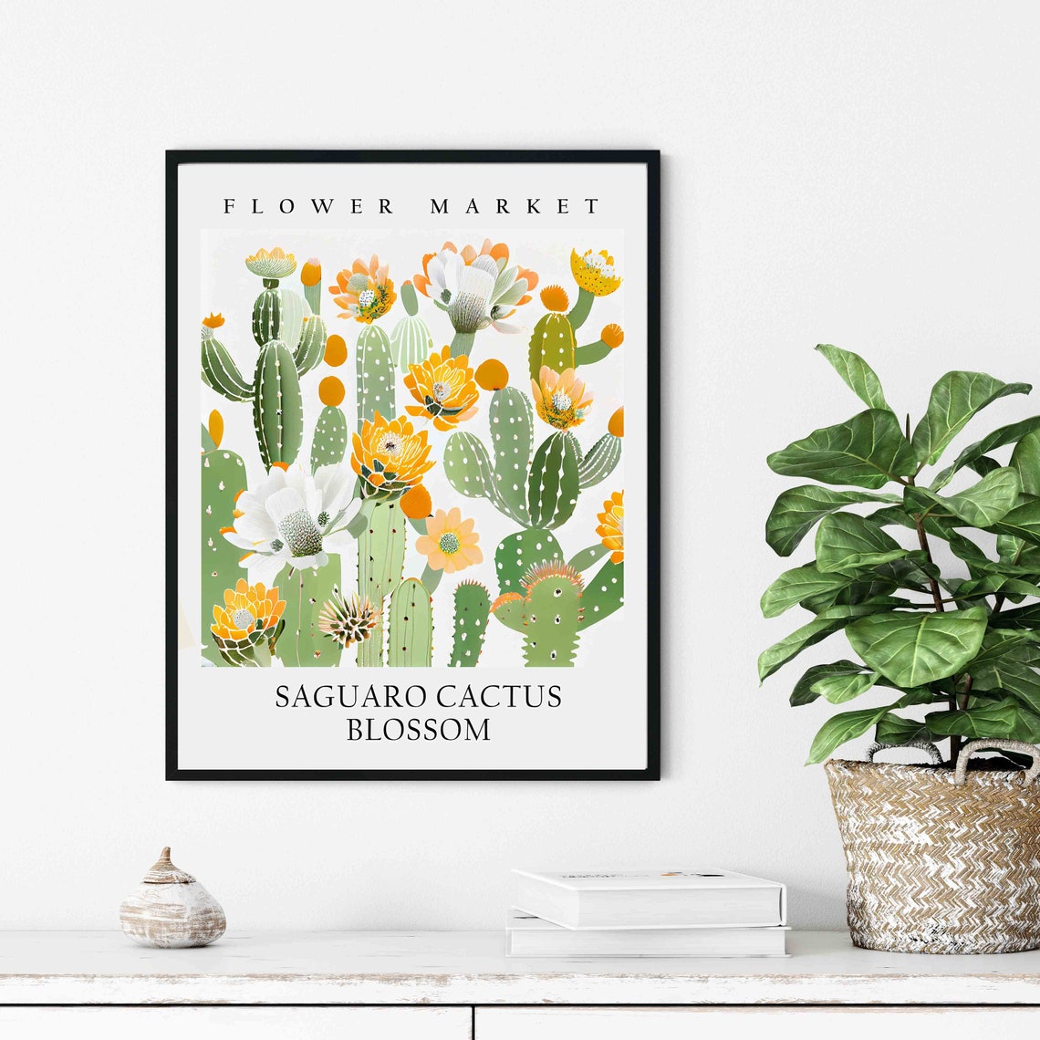 Saguaro Cactus Blossom Desert Botanical Flower Market Poster - Image 2