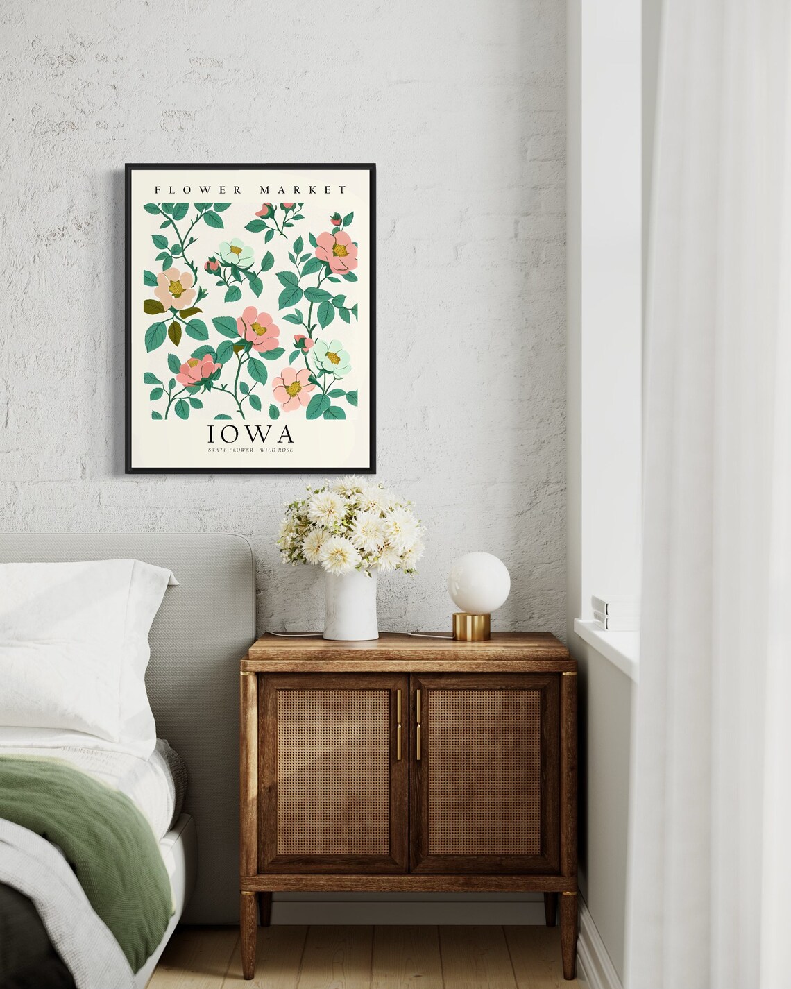Iowa State Flower Wild Rose, Botanical Art Print - Image 3