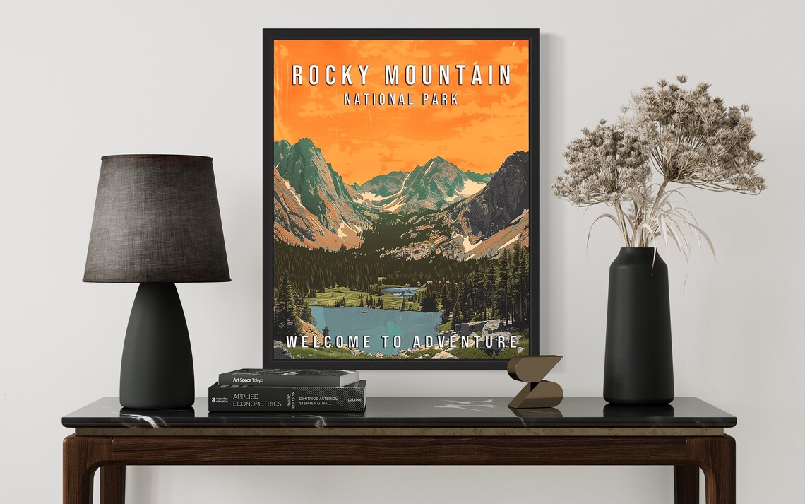 Rocky Mountain National Park Colorado Alpine Lake Sunset Travel Poster - Image 3