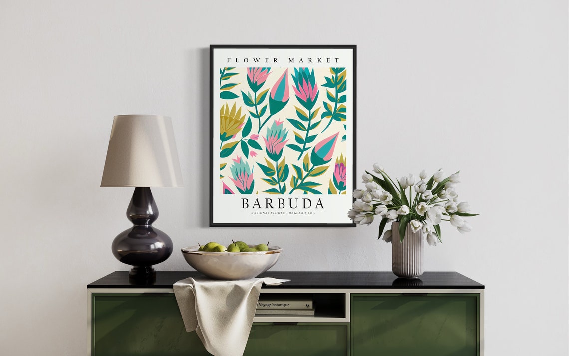 Barbuda Flower Market Poster Tropical Daggers Log Botanical Bloom - Image 2