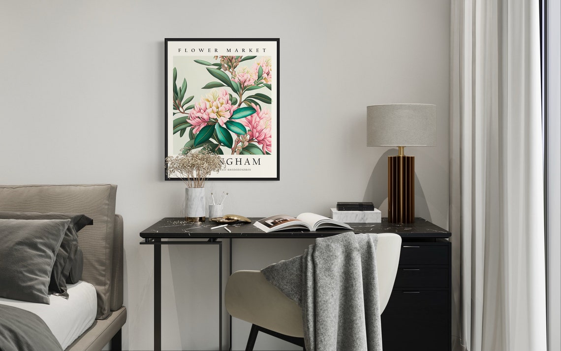 Bellingham Washington Rhododendron Flower Market Botanical Poster - Image 3