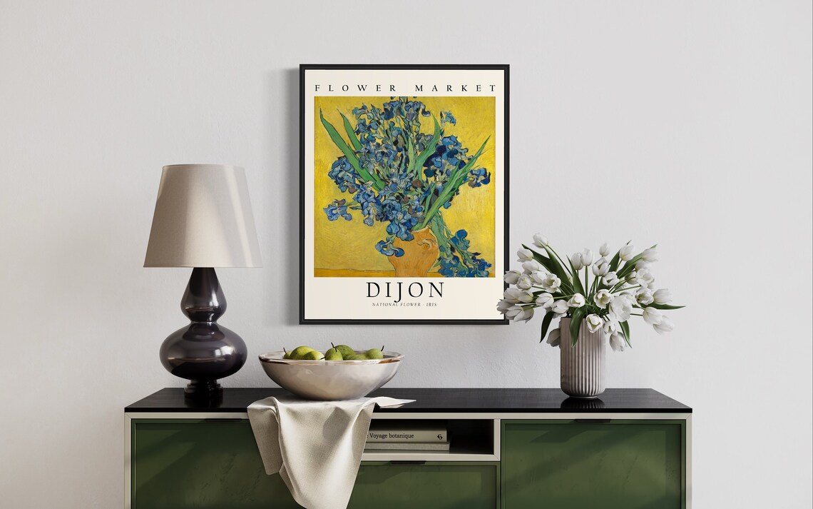 Dijon France Flower Market Art Print, Travel Poster - Image 2