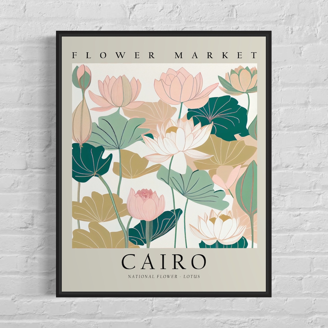 Cairo Flower Market Lotus National Flower Botanical Art Poster