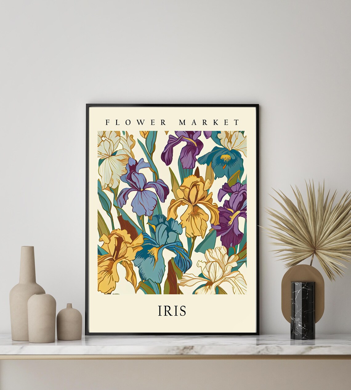 Iris Flower Market Botanical Pastel Art Print - Image 2