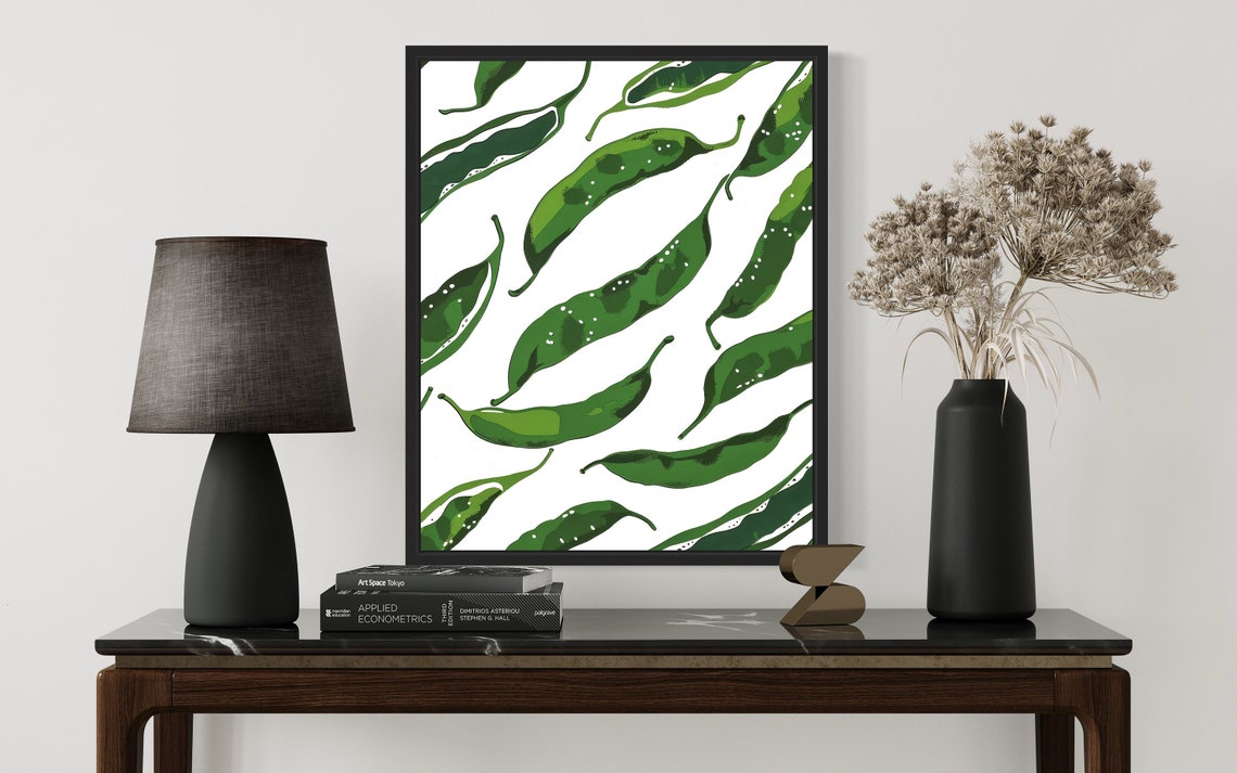 Green Bean Pattern Minimalist Vegetable Illustration Art Poster - Image 2