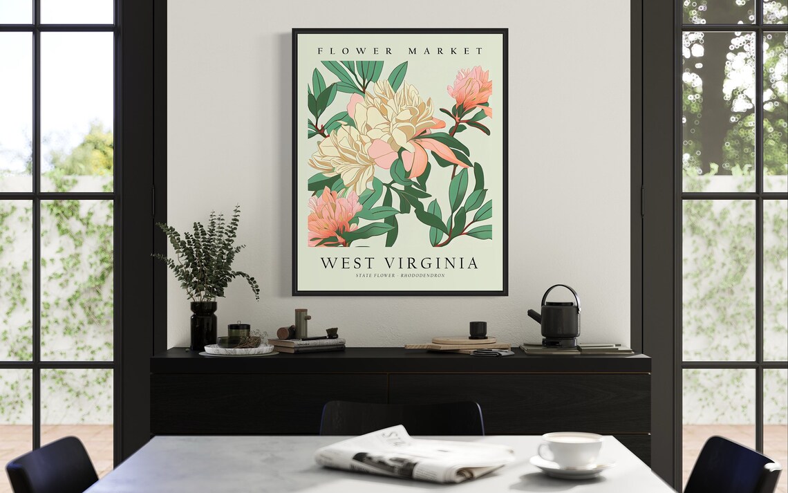 West Virginia State Flower Rhododendron Poster Print - Image 2