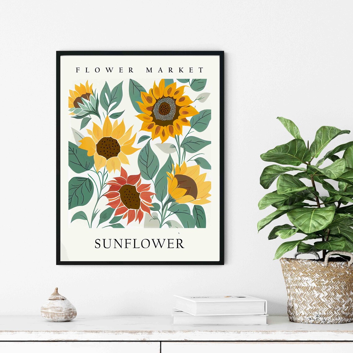 Sunflower Flower Market Botanical Art Print - Image 2