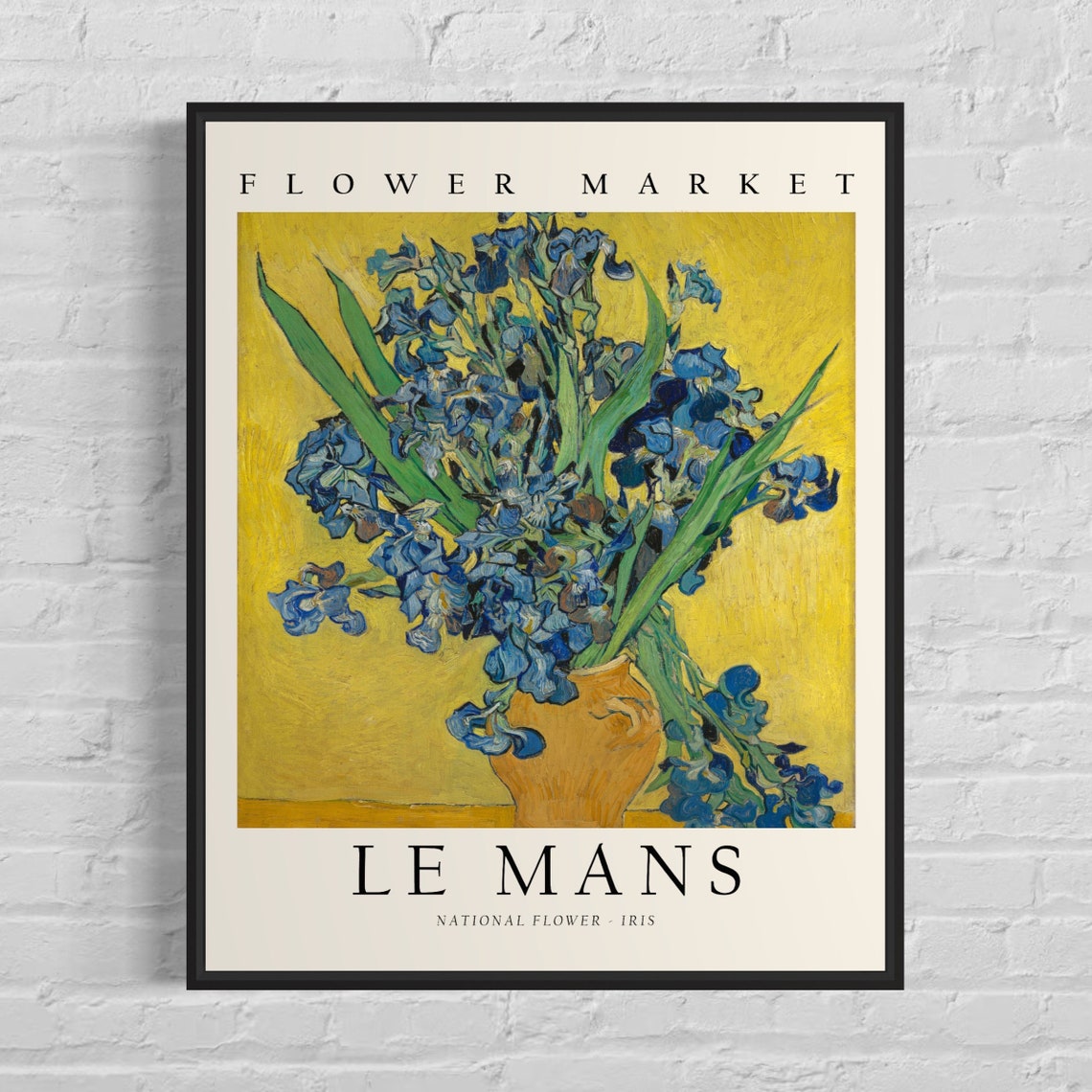 Le Mans Flower Market Iris Van Gogh Style Botanical Vintage Poster