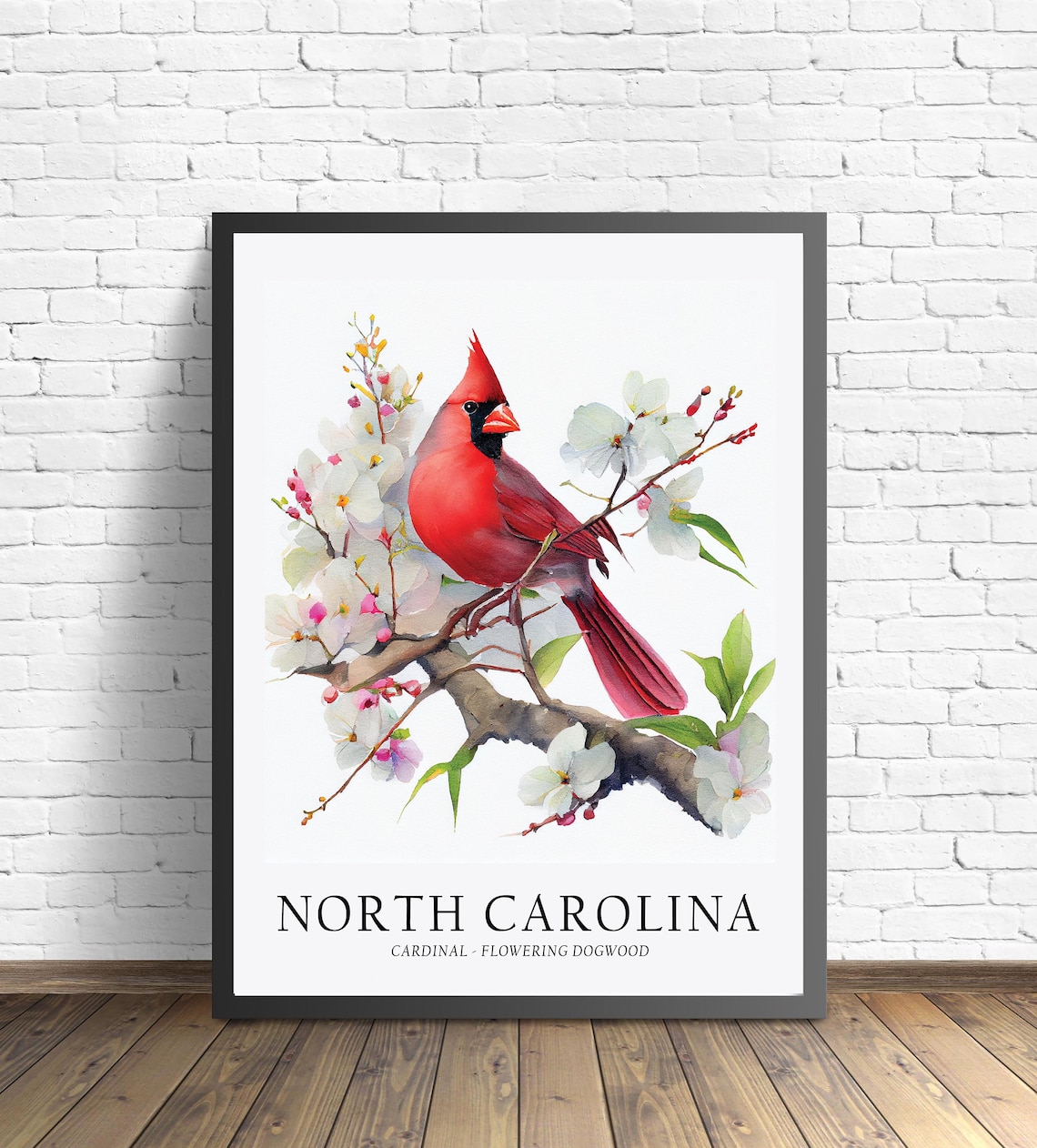 North Carolina State Bird and Flower Art Print
