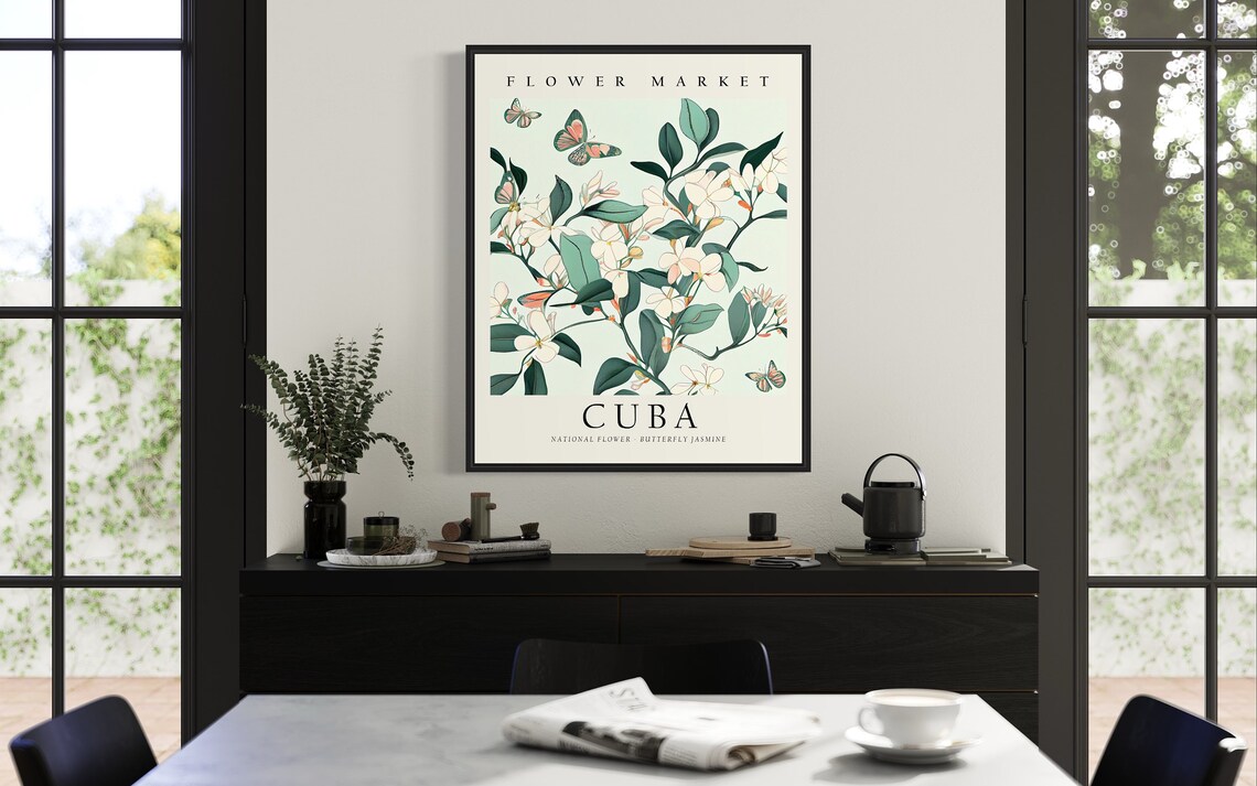Cuba Flower Market Butterfly Jasmine Art Print - Image 3