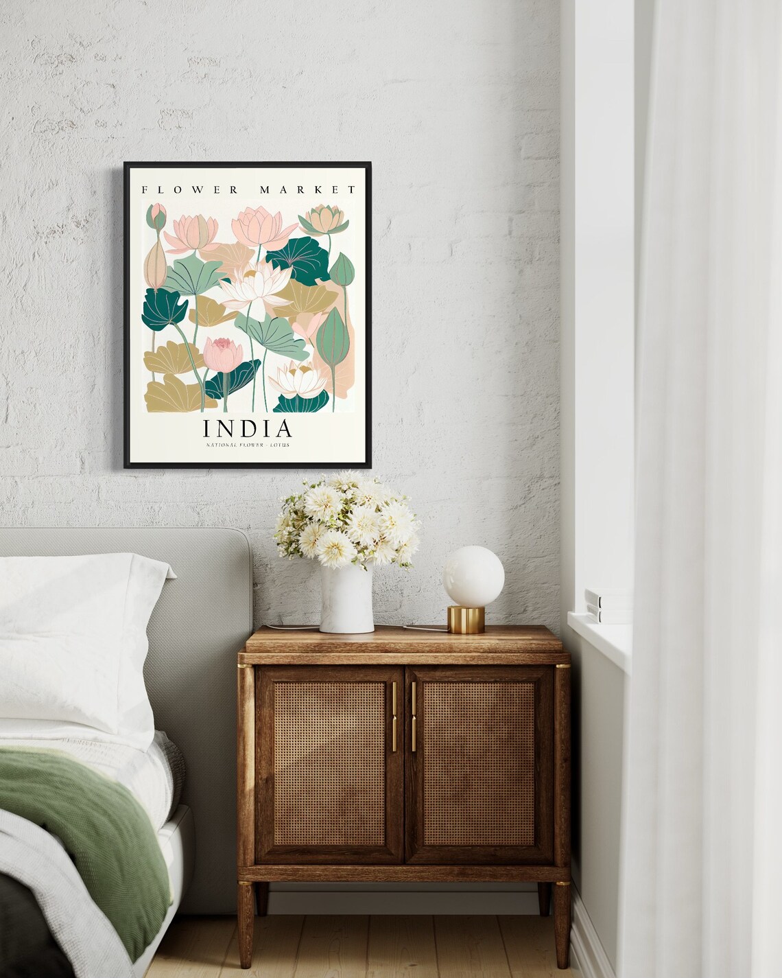 India National Flower Lotus 1960s Botanical Art Print - Image 3