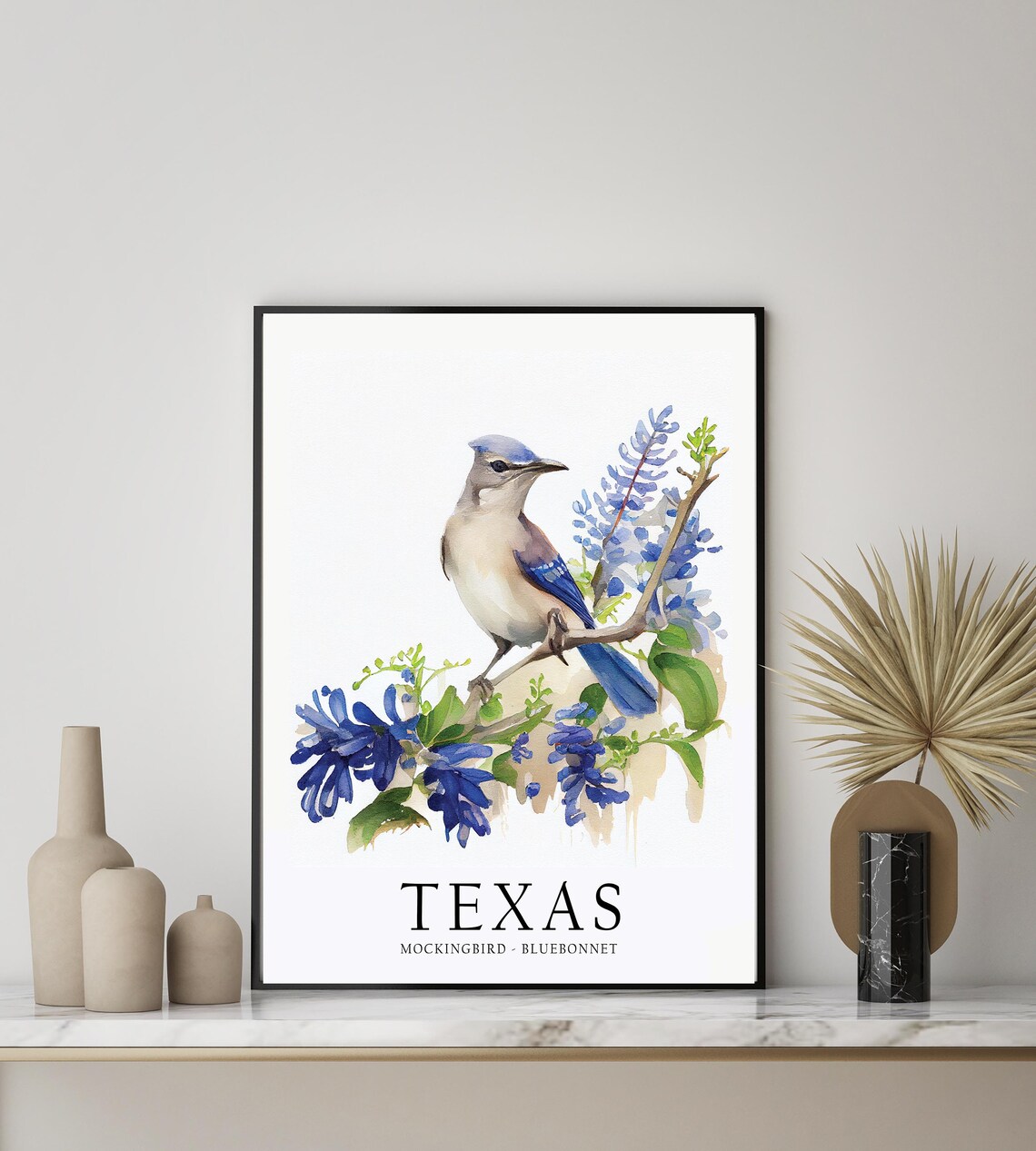 Texas State Bird and Flower, Texas Wall Art Print - Image 2