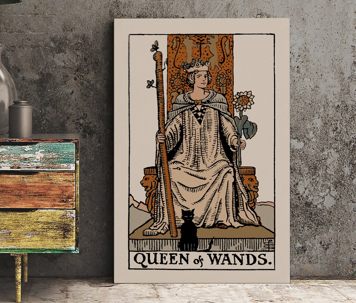 Queen Of Wands Tarot Card, Neutral Vibe Art Print