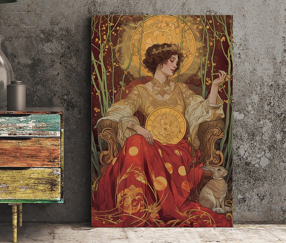 Queen Of Pentacles Tarot Card, Neutral Eclectic Art Print