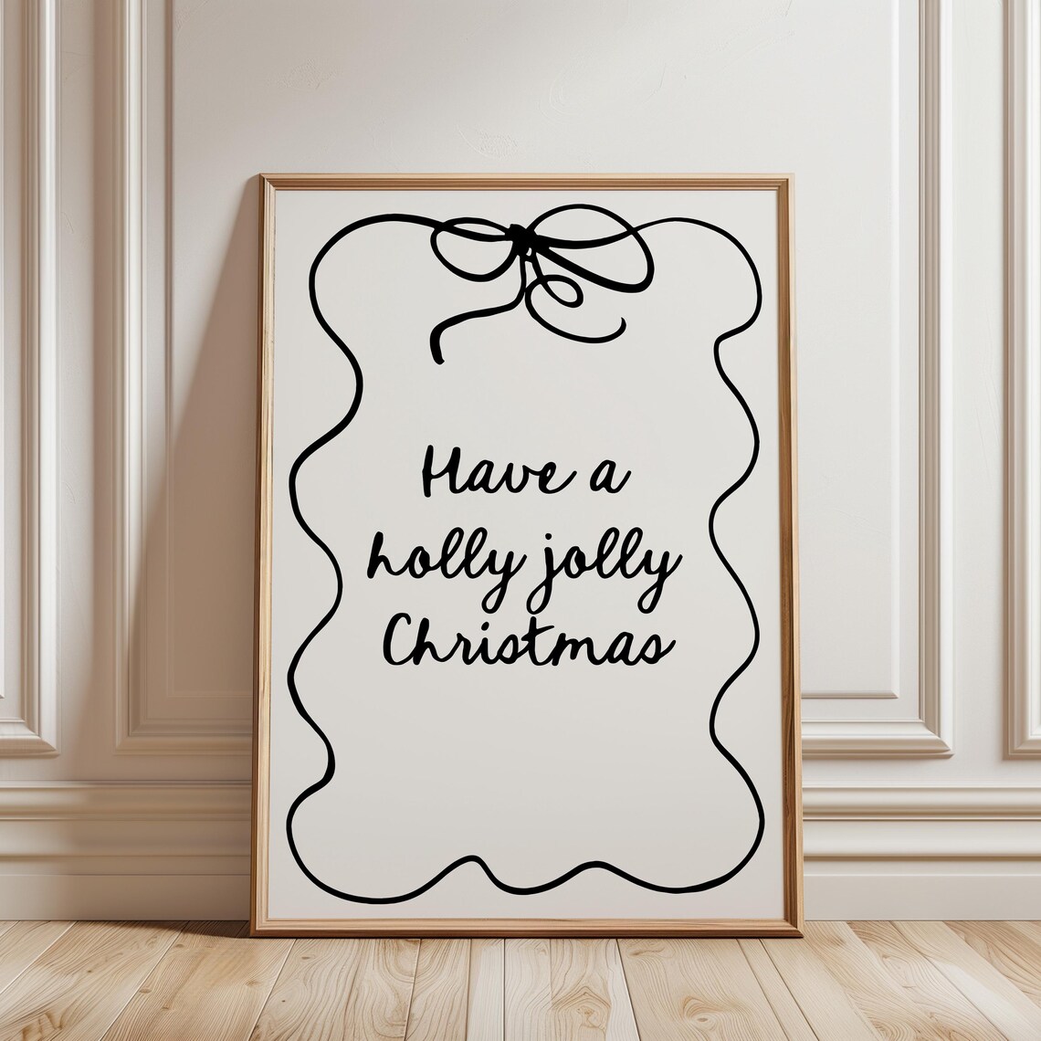 Have A Holly Jolly Christmas Black Bow Line Art Holiday Poster