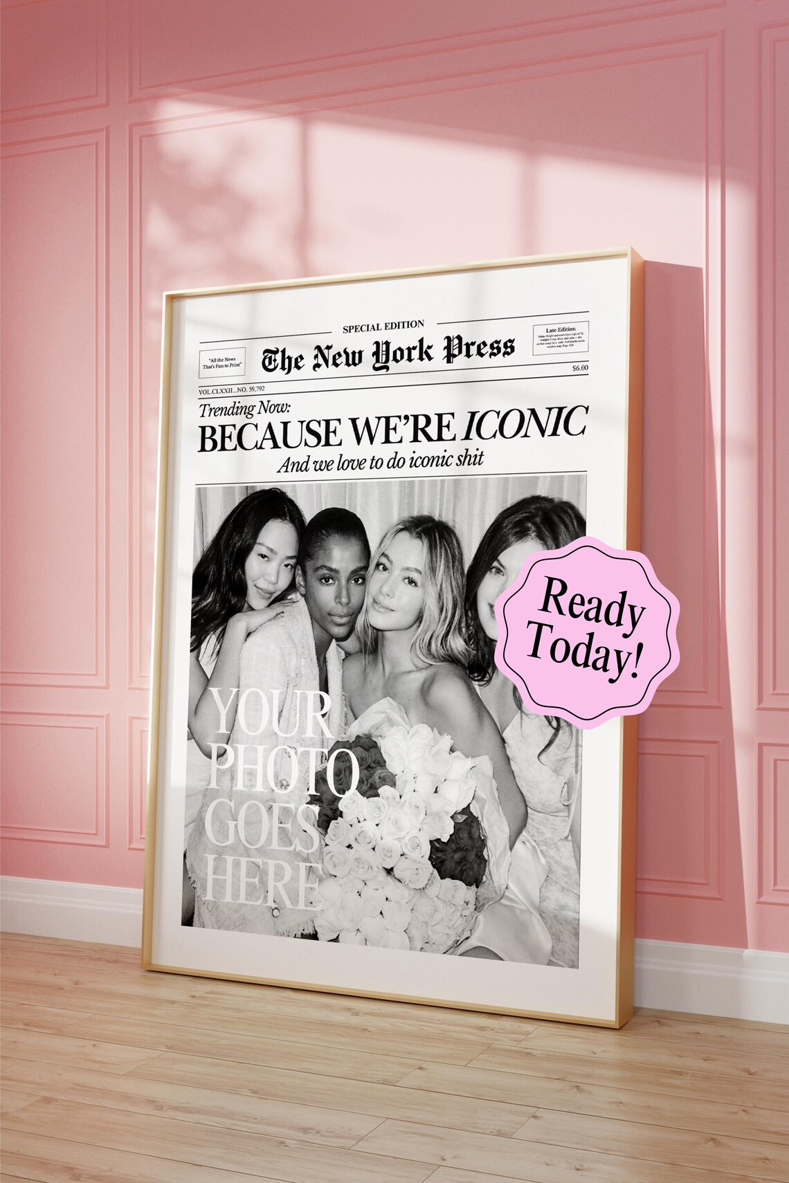 Custom Newspaper Print, Iconic Friends Gift