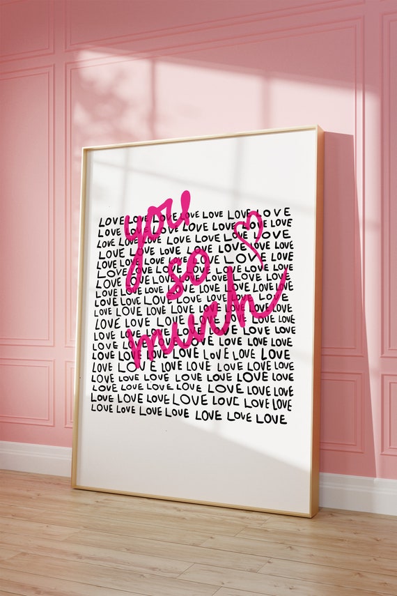 Love You Trendy Quote Poster for Teens Room