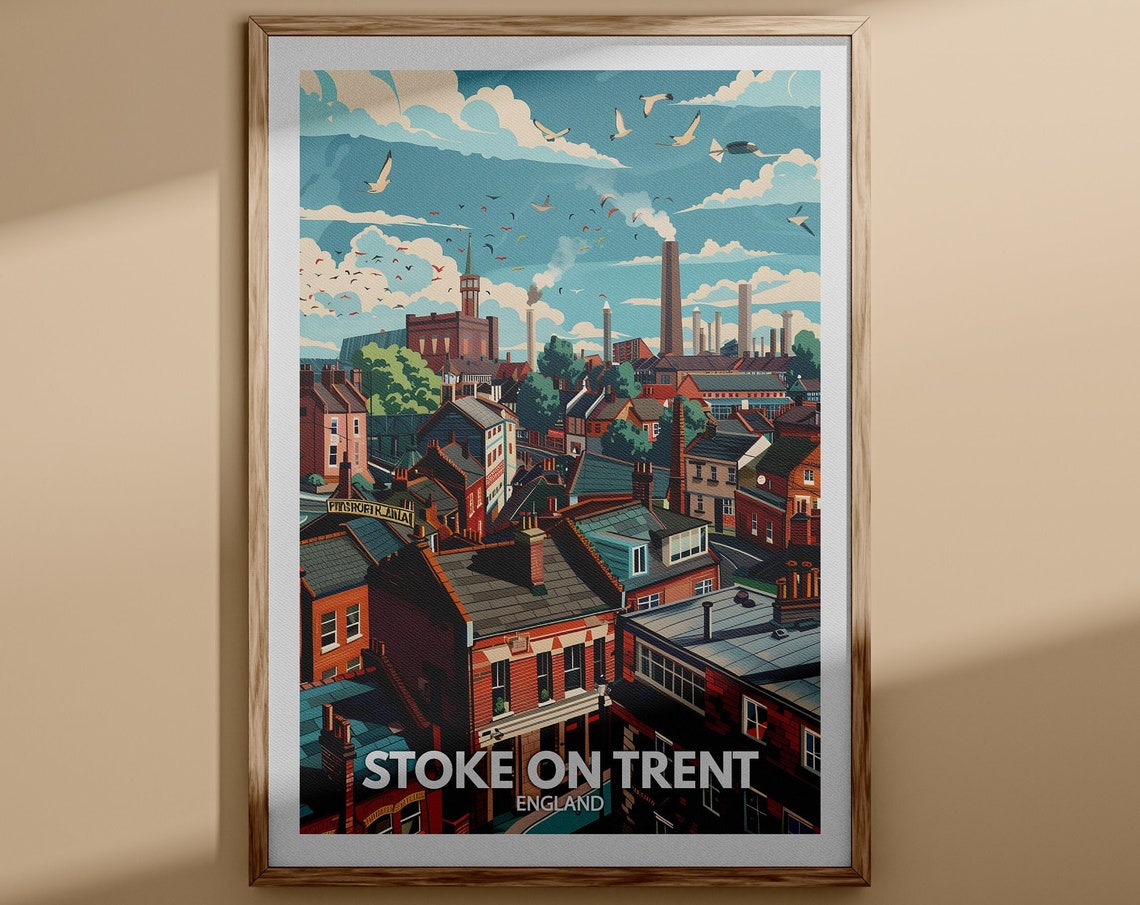 Stoke On Trent Art Print Stoke On Trent City Poster Uk Wall Art England Art Decor British Travel Poster United Kingdom Print