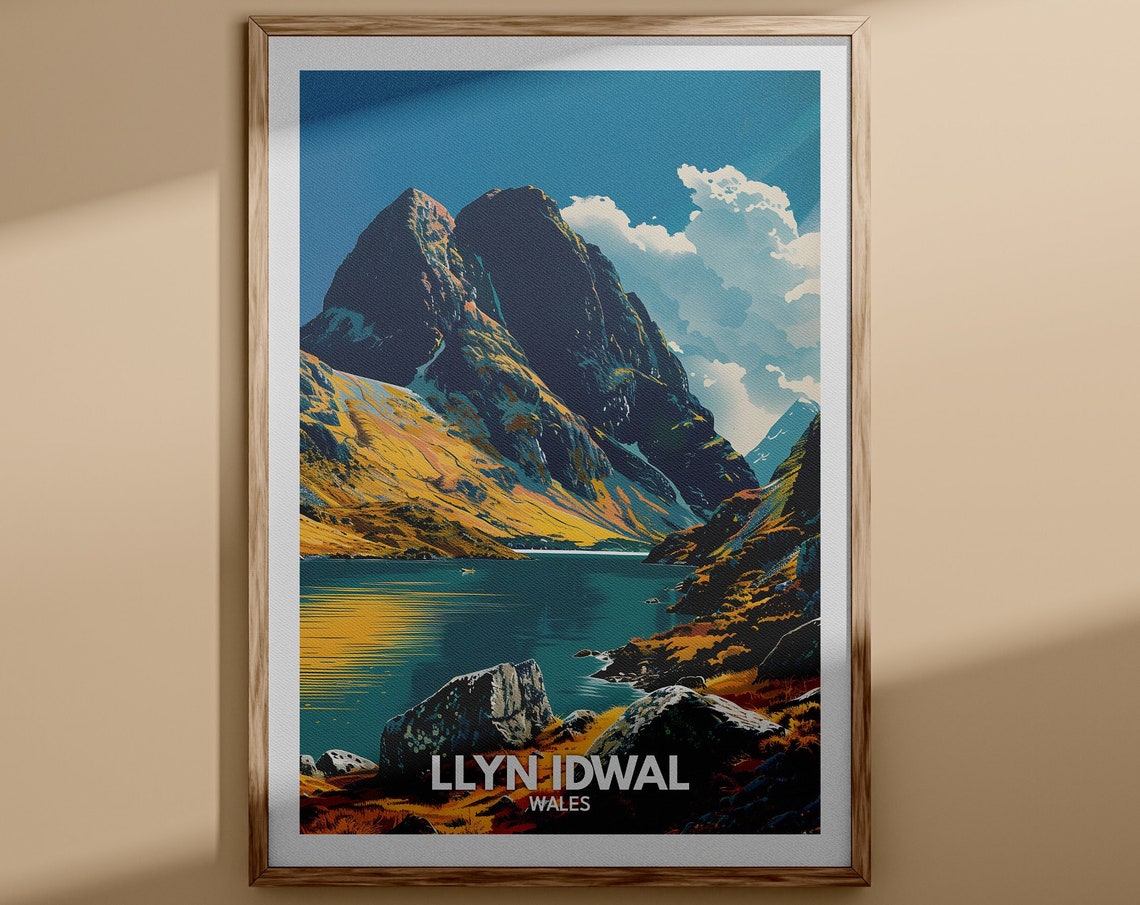 Lake Llyn Idwal Print Lake Llyn Idwal Poster Wales Lake Travel Poster Lake Wall Art Decor United Kingdom Lake Art Wales Nature Poster