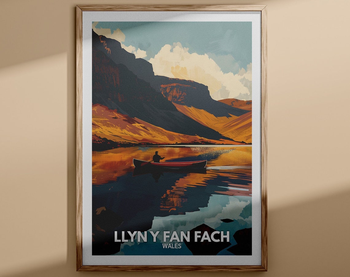 Lake Llyn Y Fan Fach Print Lake Llyn Y Fan Fach Poster Wales Lake Travel Poster United Kingdom Lake Art Wales Nature Poster