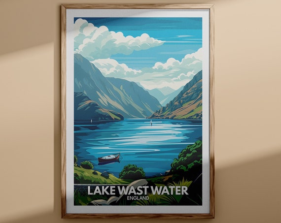 Lake Wast Water Print Lake Wast Water Poster England Lake Travel Poster Lake Wall Decor United Kingdom Lake Art England Nature Poster