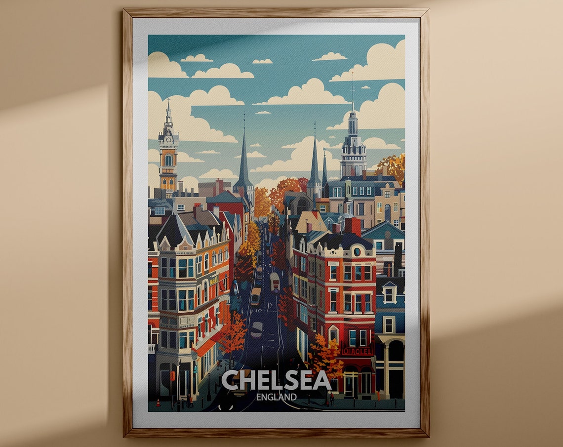 Chelsea Print Chelsea Poster Uk Wall Art England Wall Art Decor British Travel Poster United Kingdom Print England City Art