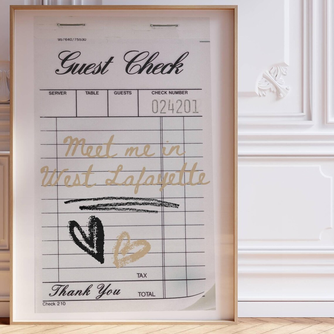 Meet Me In West Lafayette Guest Check Note Gold College Wall Art