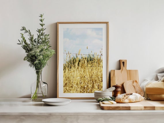 Farmhouse Kitchen Print Hayfield Western Wall Art Farm Yellow Hay Poster Country Kitchen Art Kitchen Dining Decor Home Gift For Friend