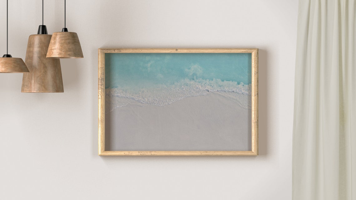 Ocean Waves White Sand Aerial Shoreline Coastal Serenity Poster